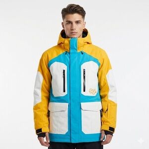 Saga Ski Snowboard Jacket Utility Color Block Hooded Insulated Large